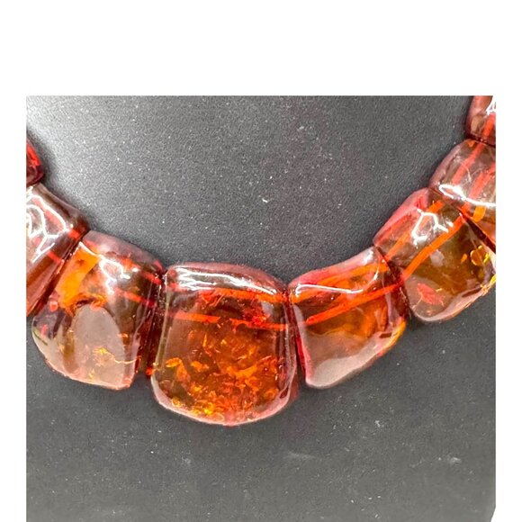 Vintage Collar Baltic Amber Beaded Statement Necklace Sterling Silver 925 Clasp - Picture 2 of 10